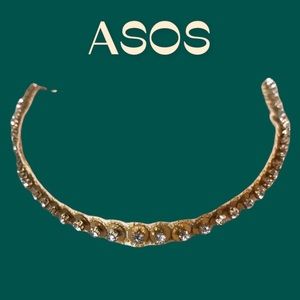 ASOS // GOLD & CRYSTAL BLUSH STRETCH THIN HEADBAND